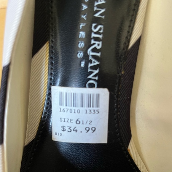 Black and white striped heels, pointed toe (6.5) - Picture 3 of 7